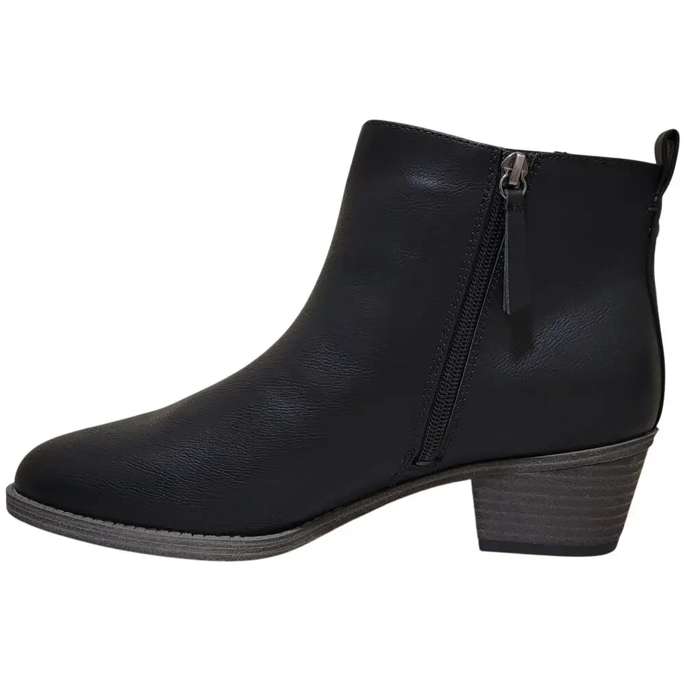 Naturalizer Women Zaylee Block Heel Ankle Bootie Size US 9.5W Black Faux Leather
